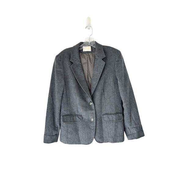 Pendleton Gray Preppy Academia Business Career Office Work Wool Blazer Size 14 - Picture 1 of 16